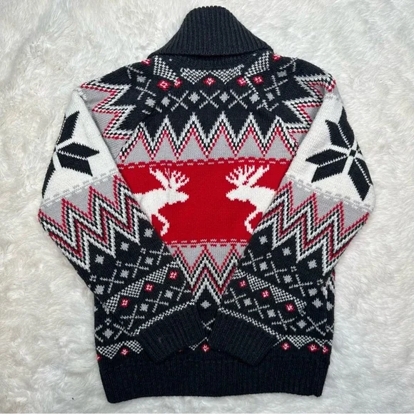 Hatley Sweater Buttoned Festive Red/White/Grey Size 6 - Picture 8 of 16